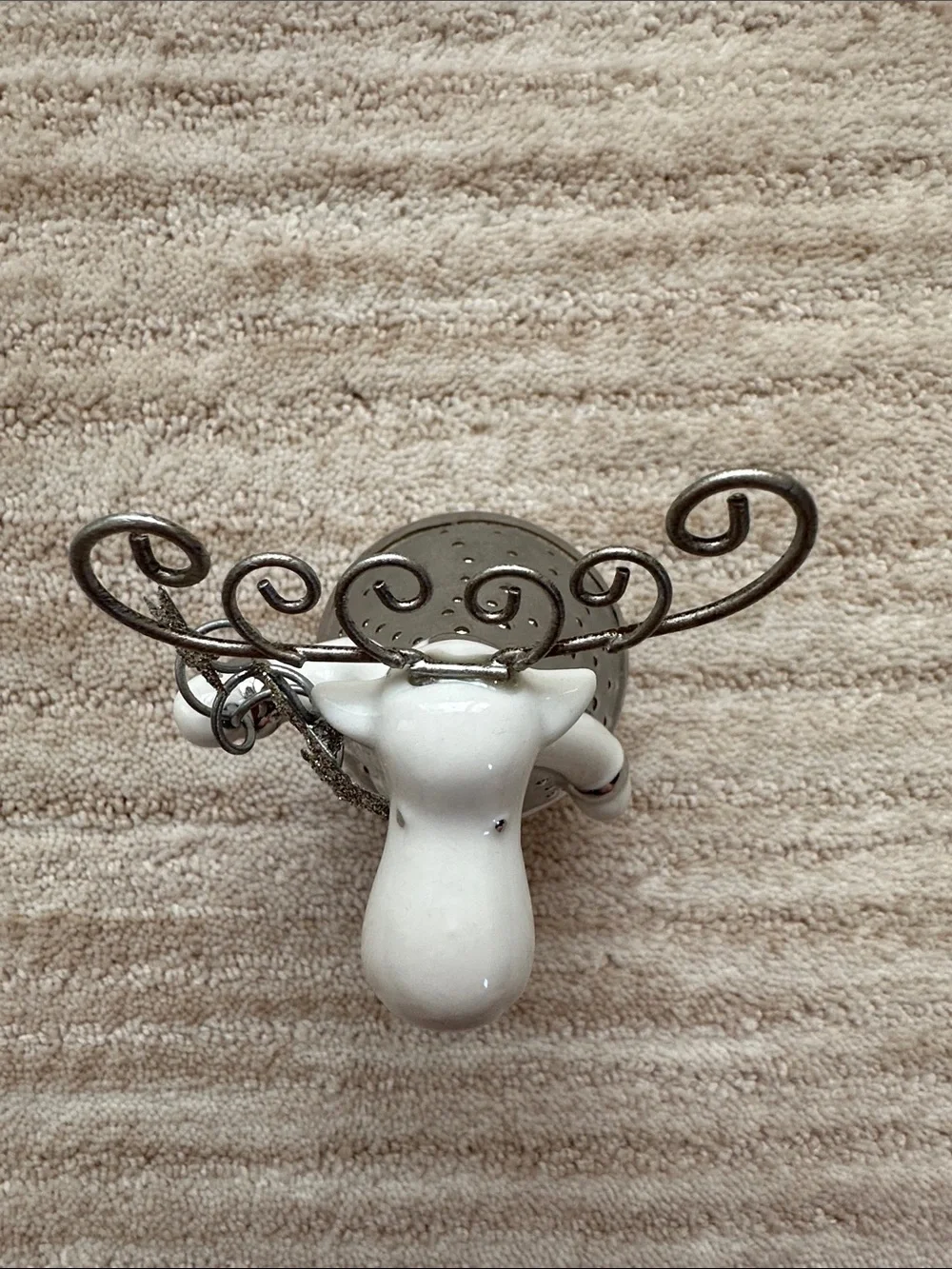 Pier 1 Imports Moose Figurine Silver White Ceramic Figurine 4.5